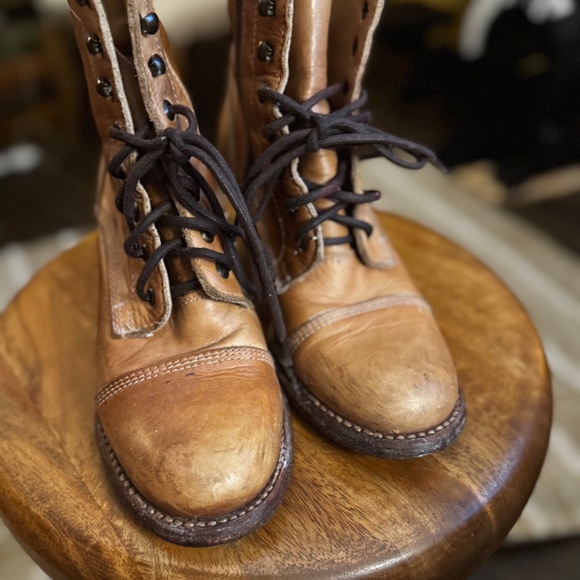 Bed Stu Judgement Lace Up Boots Booties in Tan Rustic Women’s Size 8 - Picture 2 of 5